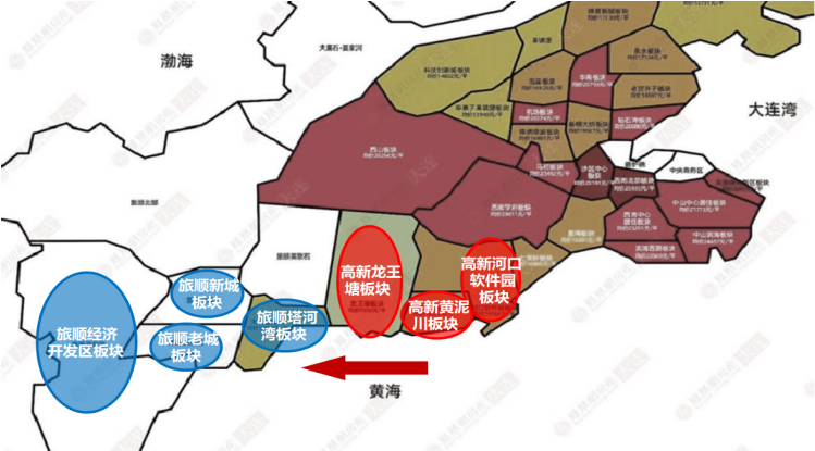 其次是高新河口软件园板块,接着是黄泥川板块,价格最低的是龙王塘板块