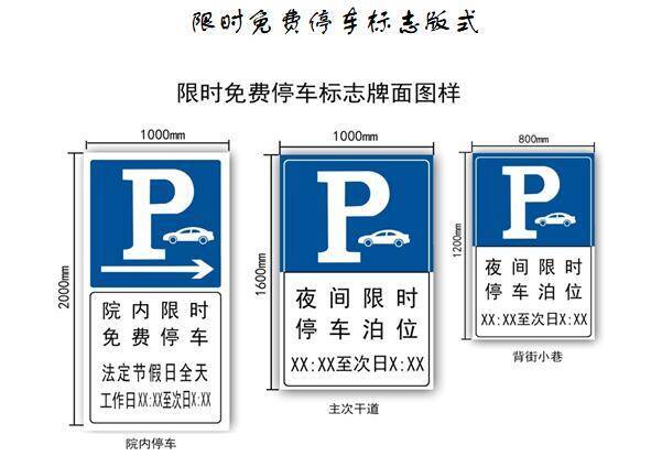 城区道路限时免费供市民停车路段明细表(第一批)以及限时免费停车标志