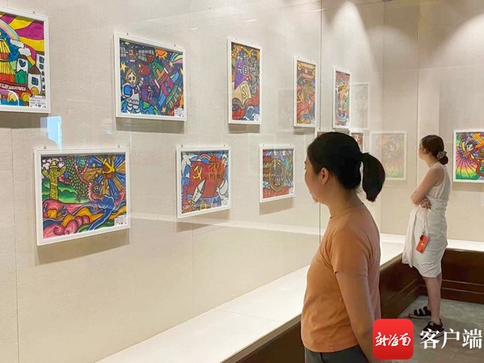 组图|海口举办"童心向党 喜迎建党100周年"绘画展_腾讯新闻