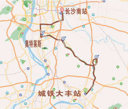 s326省道-跳马镇-石燕湖大道-左转振华路-右转比亚迪路-环保东路-长沙