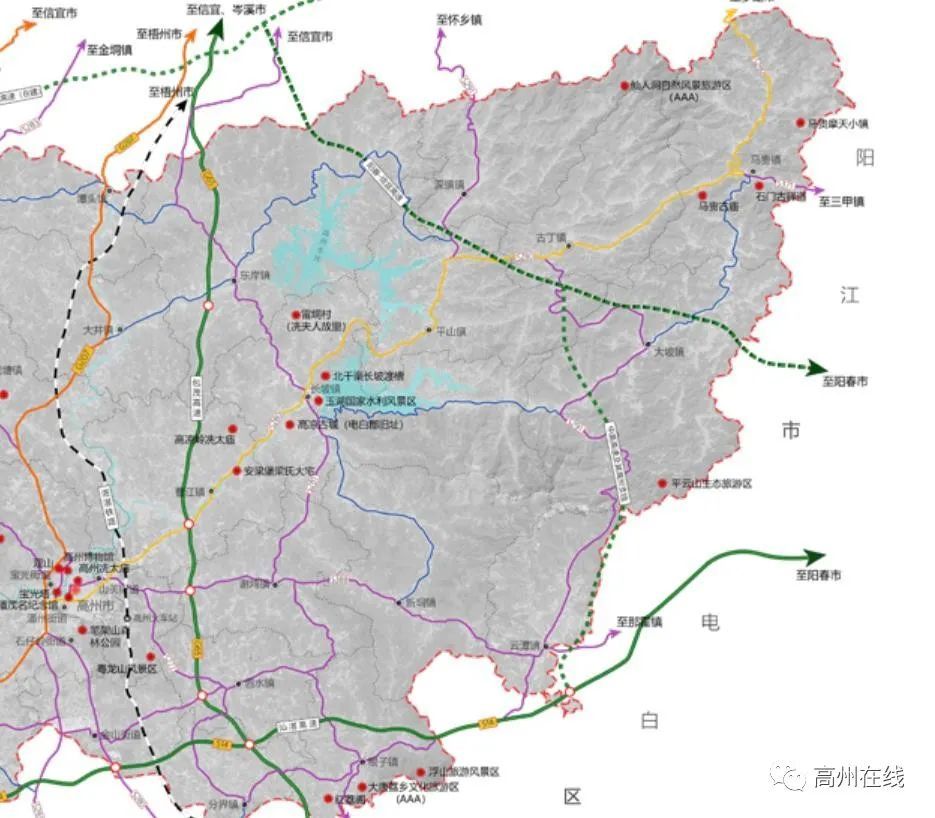 中高高速及其高州支线,北接云茂高速,南接汕头与阳春,可加强高州东北