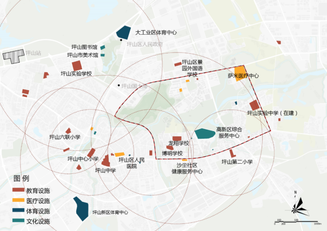 燕子湖现状公共配套设施分布