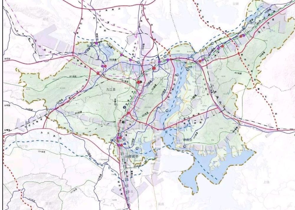 为浔阳,濂溪,柴桑三个区,瑞昌,共青城,庐山是其托管县级市,下辖武宁