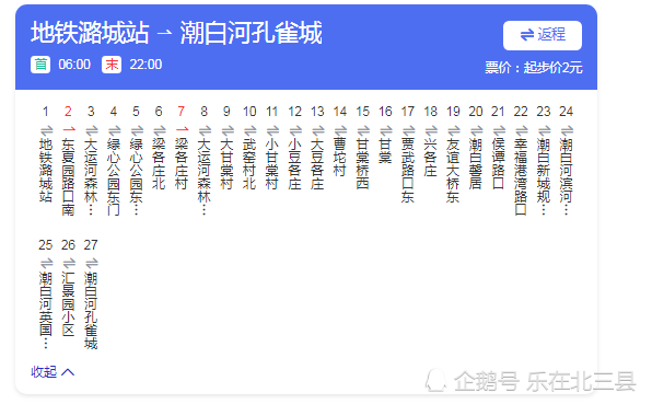 北三县大厂进京公交822路详细资料站点发车间隔用时票价等等