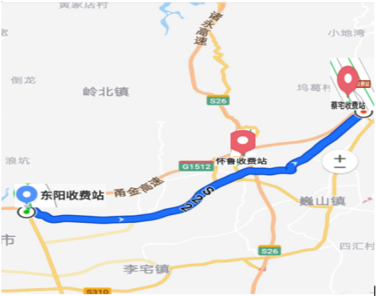 二,横店收费所绕行路线图(诸永横店-甬金蔡宅) 三,蔡宅收费所,怀鲁
