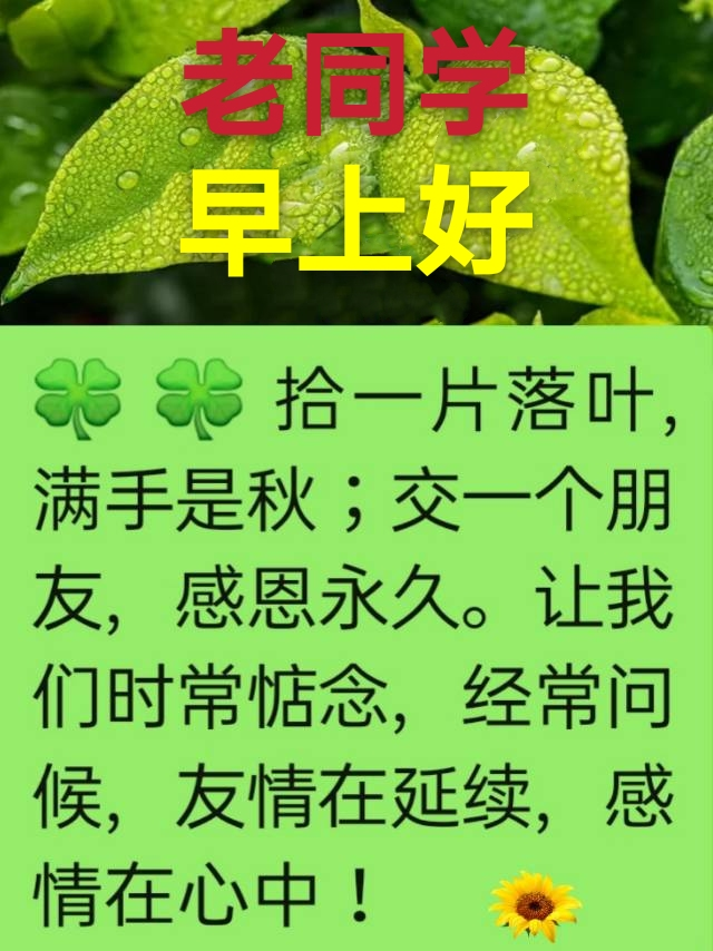 温馨的老同学早上好图片带字带祝福语 暖心的同学们早安问候语短信