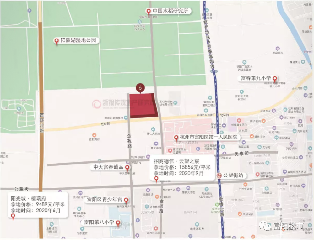 富春湾新城亭山路北侧的 富春湾新城15-a号地块,以及富春湾新城永济路