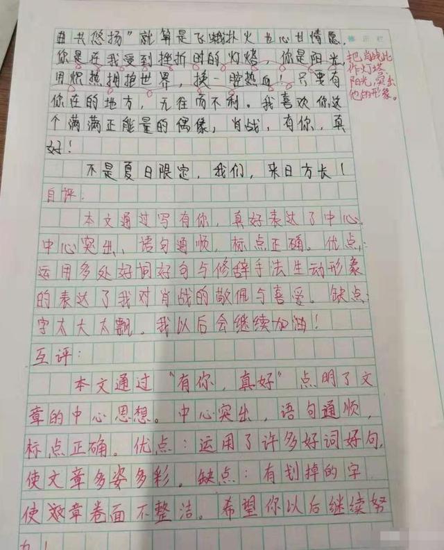 学生作文《肖战,有你真好》别出心裁,网友:第一次赞成