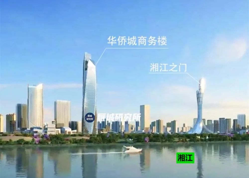 衡阳第一高楼260米,长沙560米双子塔开工 华侨城商务楼(260米)&湘江之门(180米)效果图