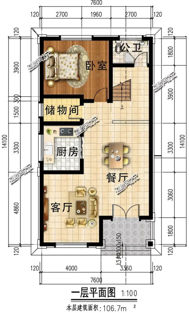 109米 品牌:建房说 别墅图纸编号:jf20210,主体毛坯