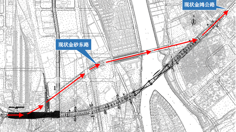 本项目终点通过友谊路交叉口接顺金鸿公路,根据最新资料显示,金鸿公路