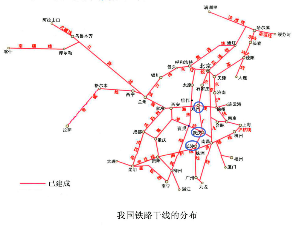 铁路干线分布图