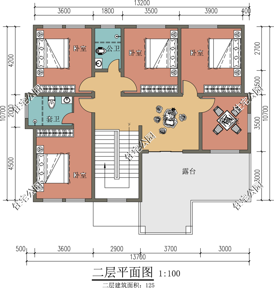 回农村建房,宅基地开间16米,进深10米,有什么户型图?