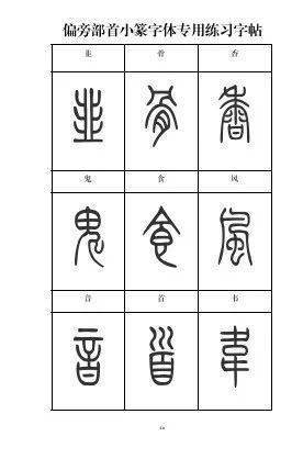 篆书入门必备:小篆常用标准部首