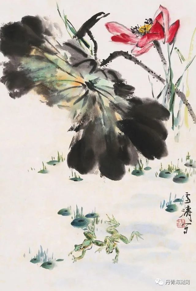 王雪涛《荷塘清趣》66.5×45cm