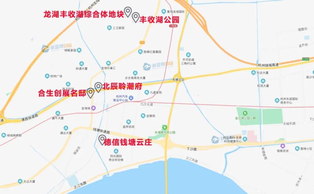 丰收湖板块部分在售待售项目区位图