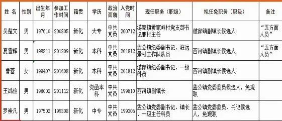 新化县最新乡镇干部任前公示,涉及乡镇书记,镇长,乡长