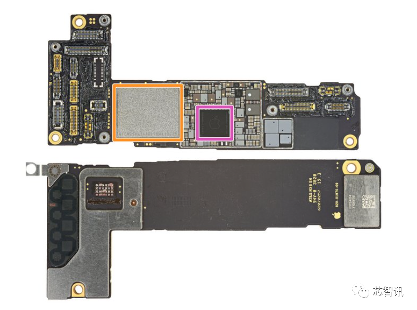 △iphone 12和iphone 12 pro的l型双层主板设计和内部元器件布局也