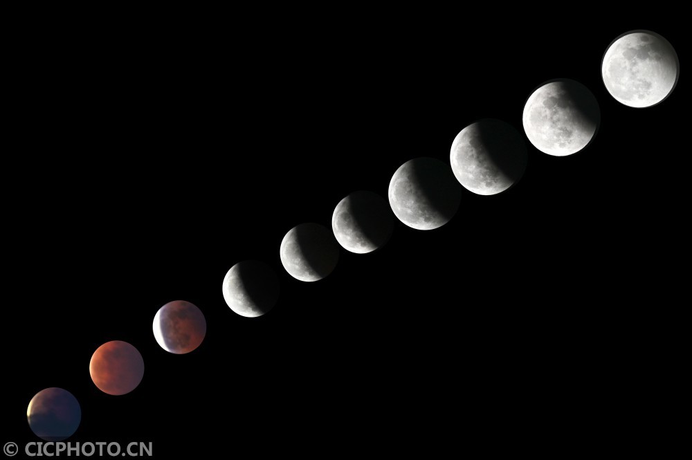 "红色月全食"与"超级月亮"齐现夜空