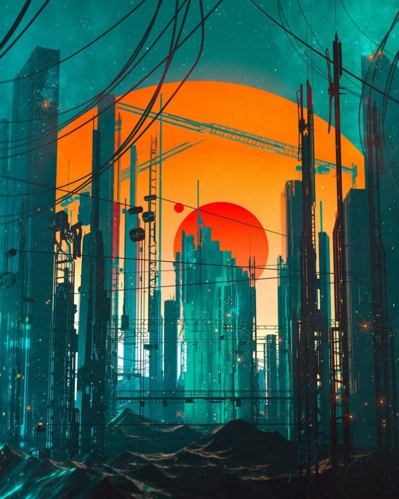 插画欣赏/赛博朋克/奇幻多彩的未来世界可不可以有着我的身影