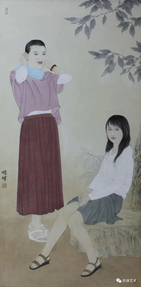 吴耀伟工笔画现代人物艺术作品