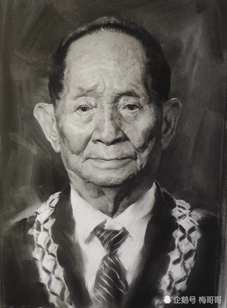 缅怀袁爷爷,刘斌老师画了一张超写实素描头像