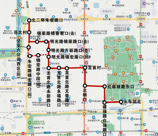 太元路,太华南路,自强东路,自强西路,星火路,环城西路北段,玉祥门转盘