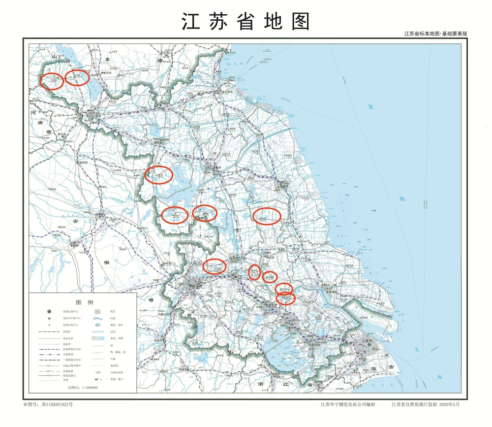 江苏省有哪些县不通铁路附江苏省最新标准地图