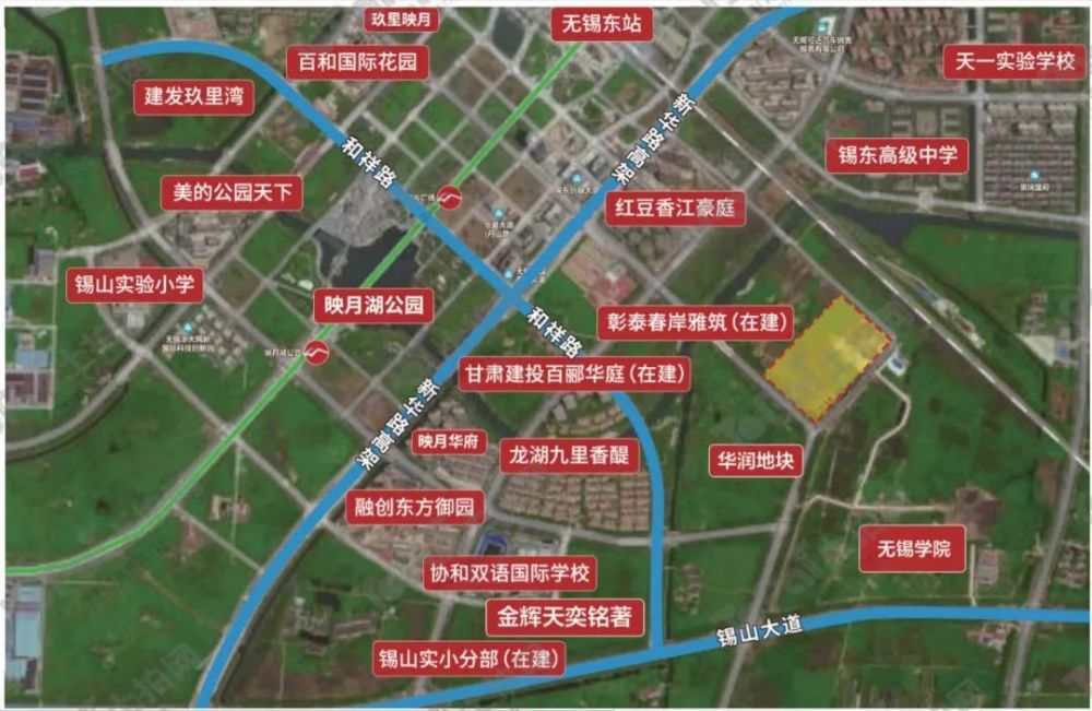 紧邻无锡学院,锡东高级中学,协和双语学校和在建的锡山实小分校均距