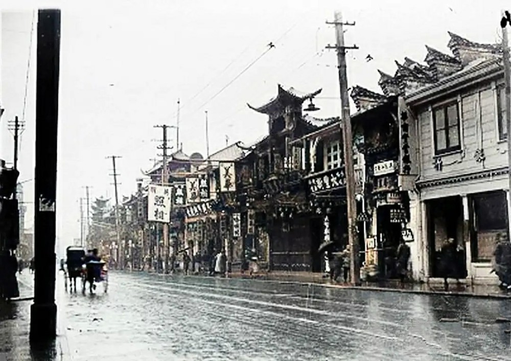 老照片十九世纪上海南京路景象1920