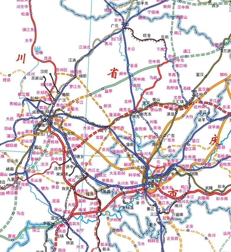 四川省未来的铁路规划和建设地图