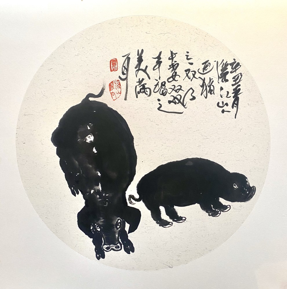 著名国画家,画牛大家,指墨画艺术大家朱祖国作品