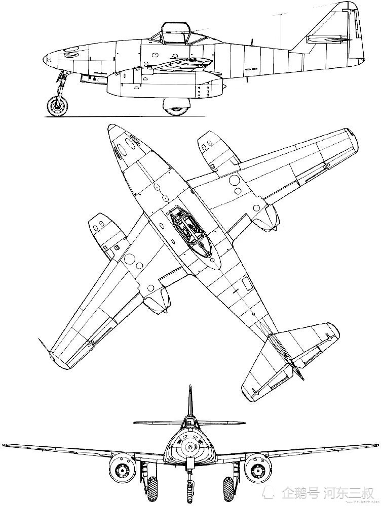 me262喷气式战斗机三视图