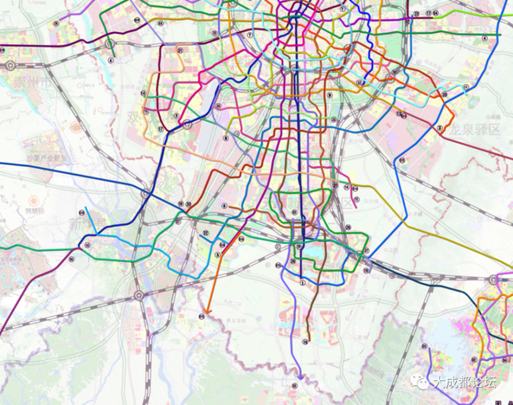 成都市城市轨道交通线网规划》(2021版), 规划地铁16号线南至天府新区