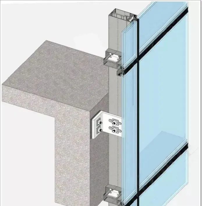 幕墙的框体突出于玻璃表面的一种幕墙形式,它又分为3种类型:横明竖隐