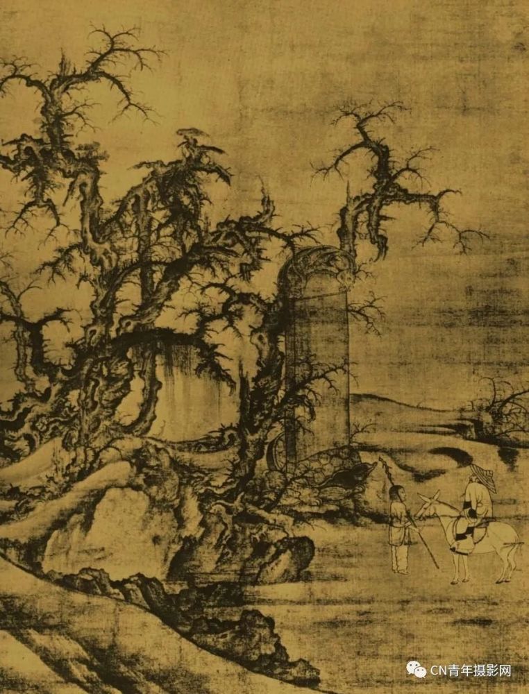 范宽师承李成,史称李范.深通画理.喜画雪景.著作有《雪山萧寺图》.