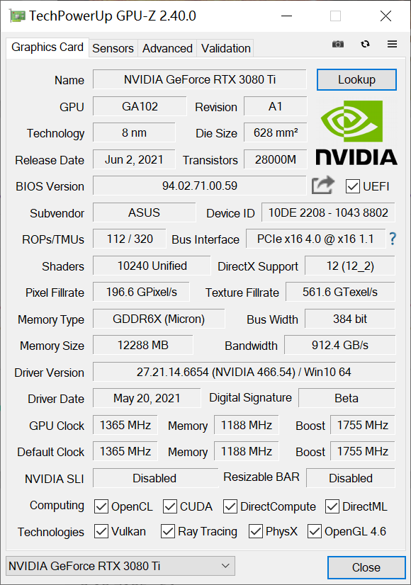 满载仅64出道即巅峰tufrtx3080tio12ggaming显卡评测