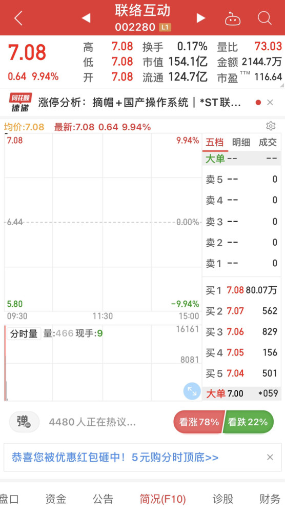 联络互动一只普通的股票,它有什么能耐连续10个一字板