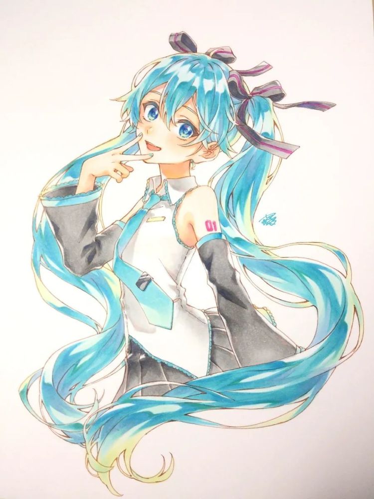 【马克笔插画】初音未来miku系列~(新手入门动漫人物女生素材)