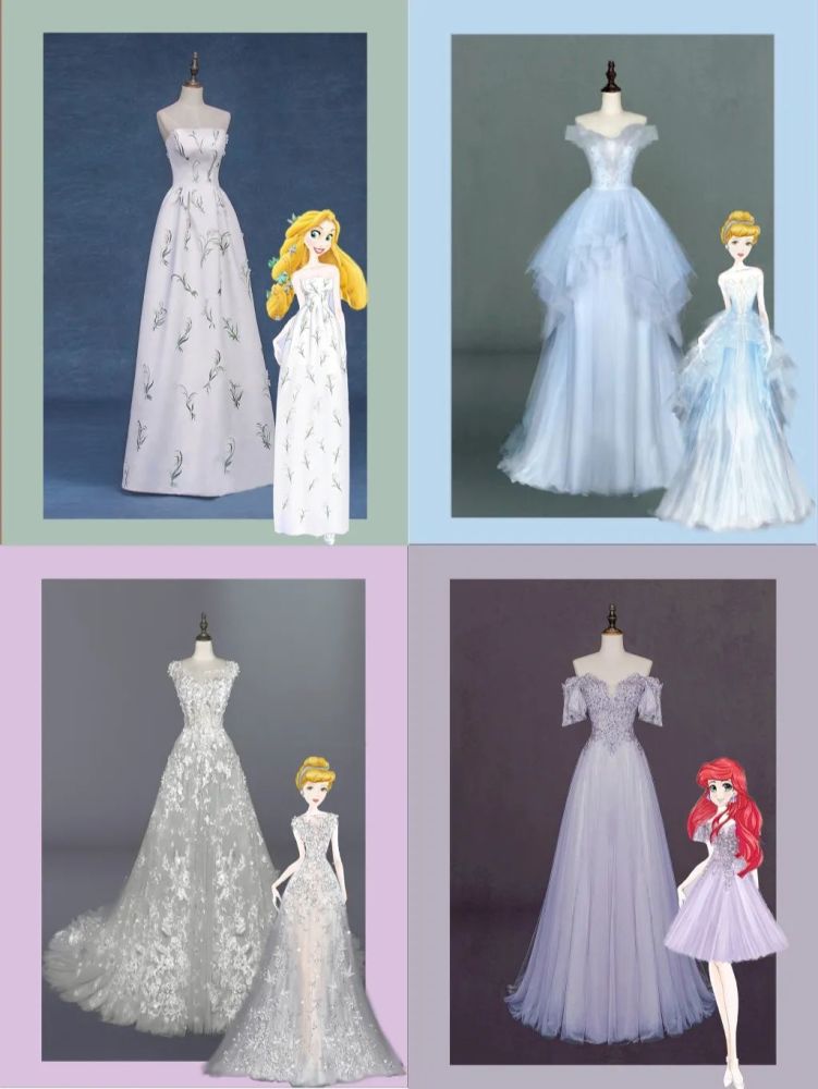 服装设计图丨迪士尼公主的婚纱礼服