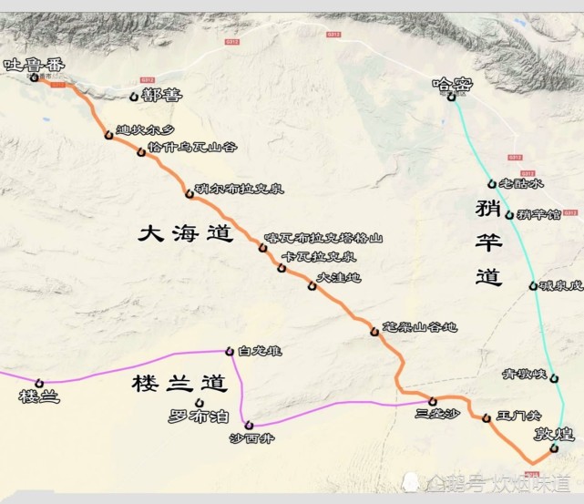 甘肃敦煌玉门关到新疆吐鲁番有一条近路,要穿过500公里长的大海道