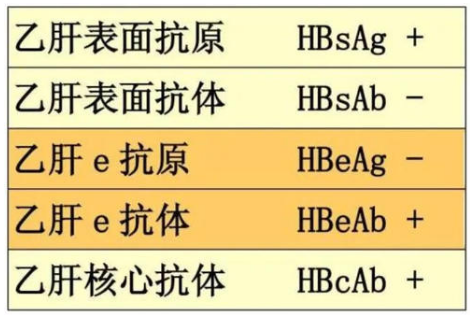 大二阳:hbsag ,hbsab-,hbeag ,hbeab-,hbcab