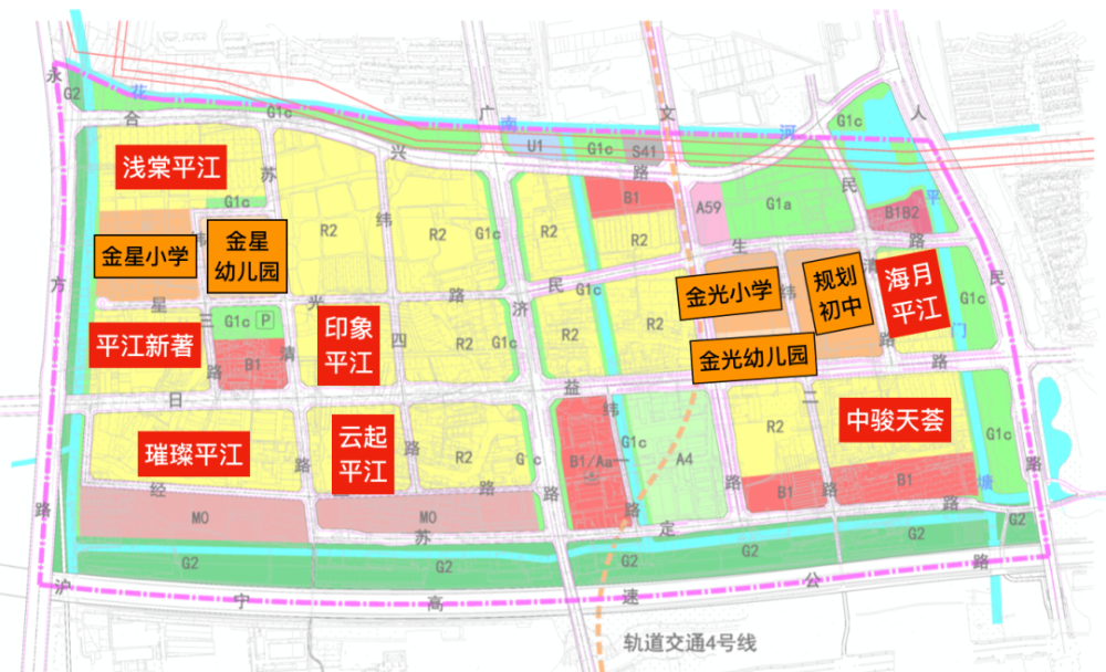 平江新城北区范围内共规划了5所学校(两所小学 两所幼儿园 一所中学)