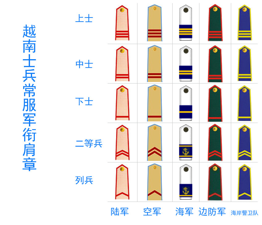 越南士兵军衔,迷彩服和常服的标志不同,是否师从了日军?