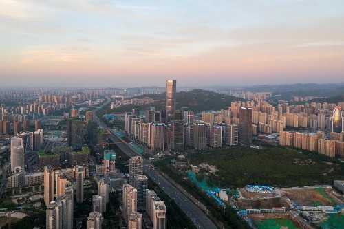 航拍济南东部新城全景.