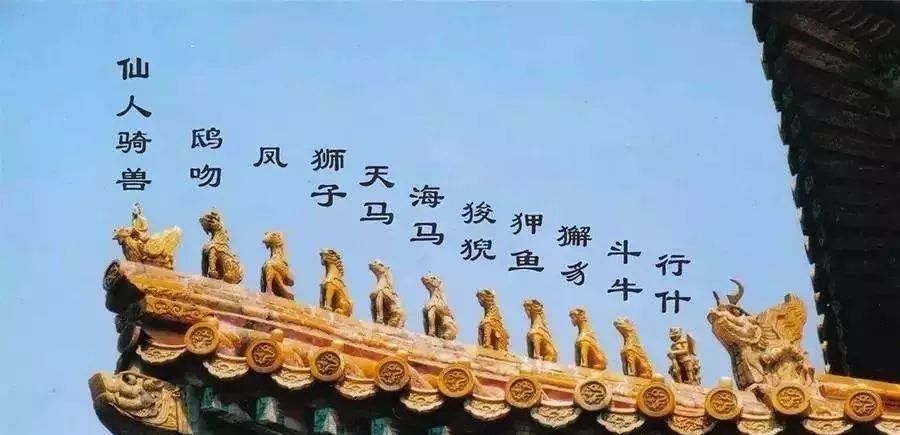 骑凤仙人"斗牛,行什狻猊(suān ní,獬豸(xiè zhì)龙,凤,狮子,海马