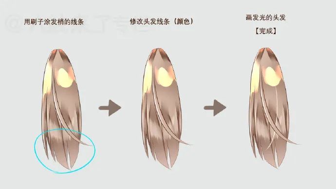 光滑发亮的头发画法教程 来自画师"あめぽん" 人物画的好,细节少不了!