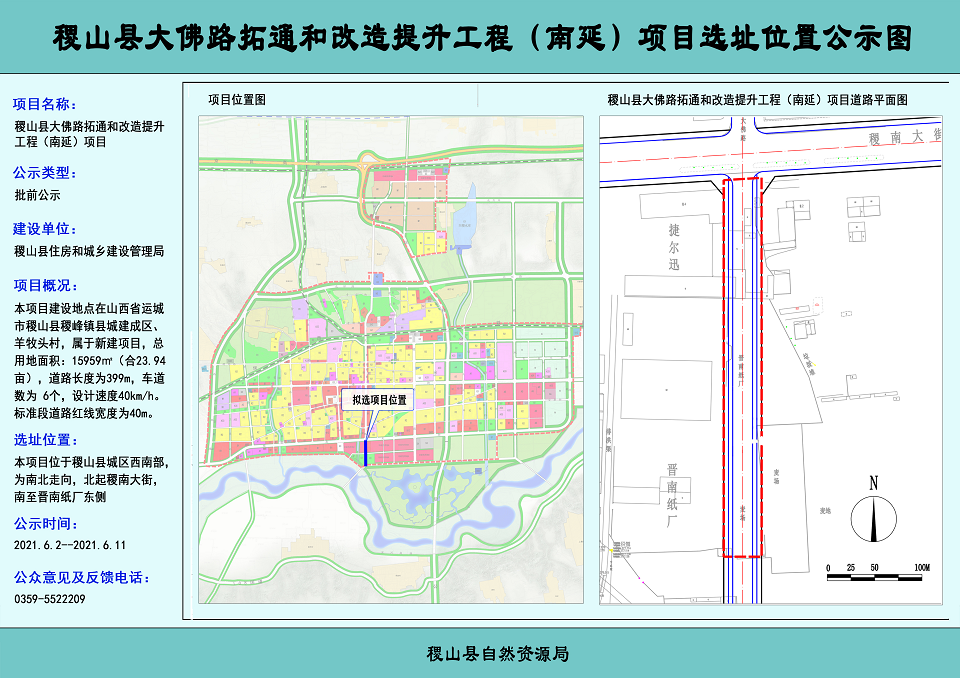 稷山县大佛路拓通和改造提升工程(南延)项目选址位置公示图!