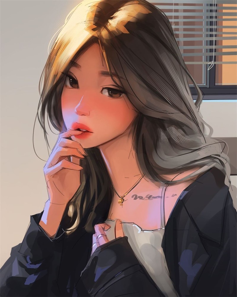 插画师 sam yang 的女生肖像