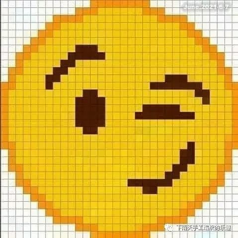 【像素图】钩针小花点缀网格上衣 大黄脸emoji表情十字绣图案